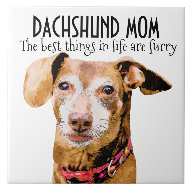 Azulejo de cerâmica Dachshund Mãe (Frente)