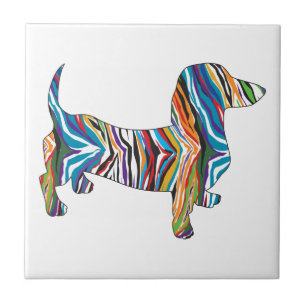 Azulejo De Cerâmica Dachshund - Psicodélico Zbra Doxie