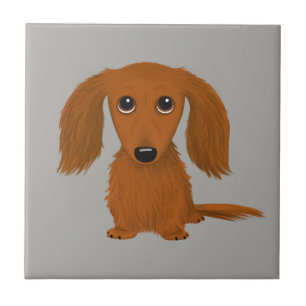 Azulejo De Cerâmica Dachshund Vermelho Longo Cão de Cartoon de Doxie