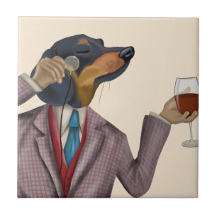Azulejo De Cerâmica Dachshund Wine Snob