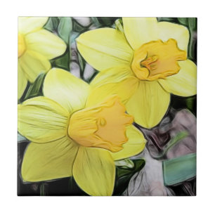 Azulejo De Cerâmica Daffodils amarelos do primavera
