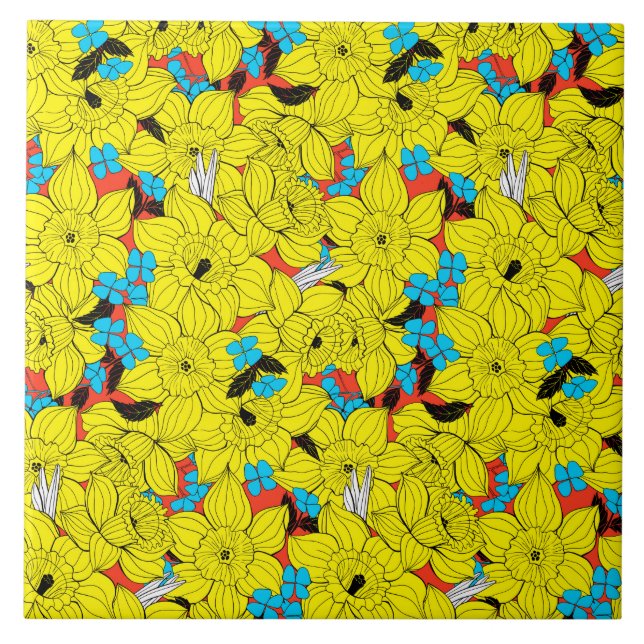 Azulejo De Cerâmica Daffodils primavera floral (Frente)