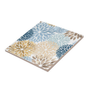 Azulejo De Cerâmica Dahlia Dourada Moderna Floral