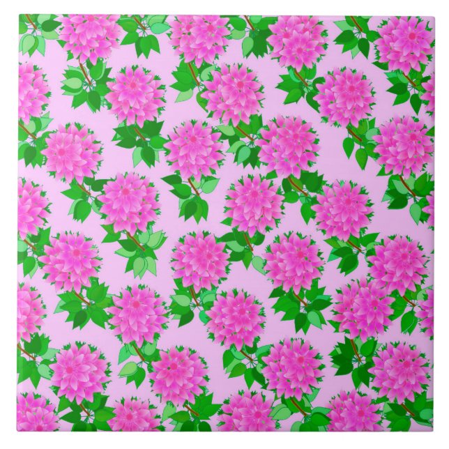 Azulejo De Cerâmica Dahlia flores rosa profundo (Frente)