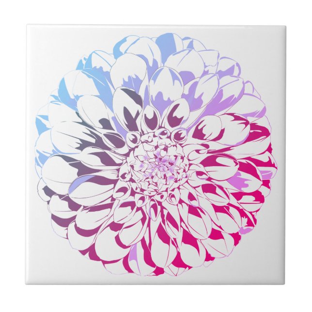 Azulejo De Cerâmica Dahlia flower ceramic tile - bright pink tones (Frente)