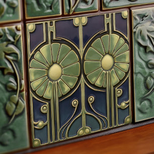 Azulejo De Cerâmica Daisies Art Deco Floral Wall Decor Art Nouveau
