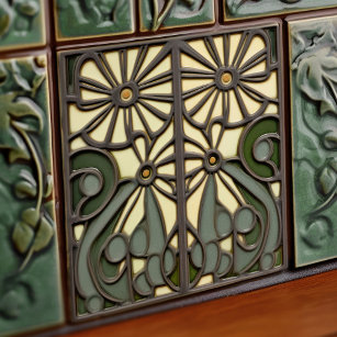 Azulejo De Cerâmica Daisies Art Deco Floral Wall Decor Art Nouveau