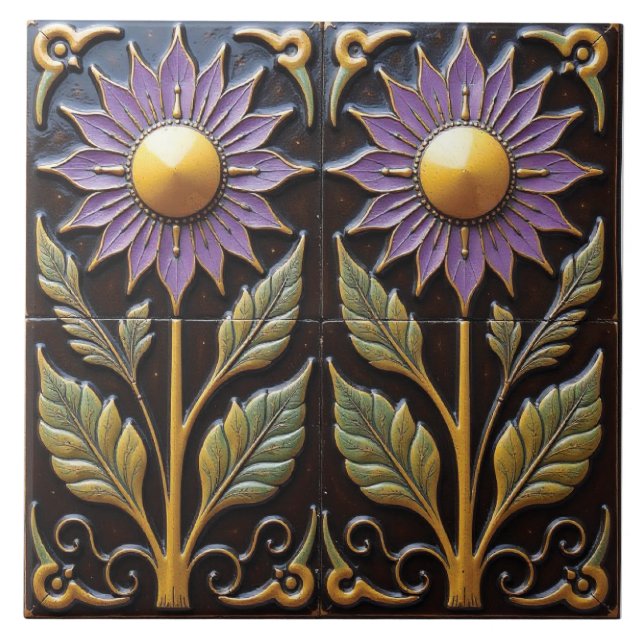 Azulejo De Cerâmica Daisies com olhos ouros (Frente)