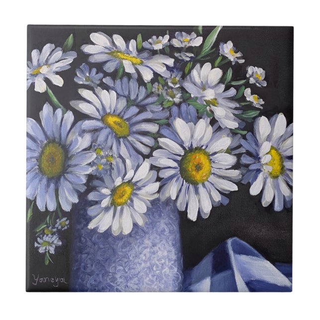 Azulejo De Cerâmica Daisies flower coasters (Frente)