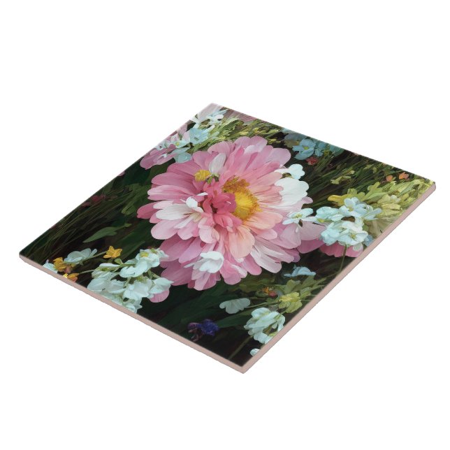Azulejo De Cerâmica Daisy em rosa (Lateral)