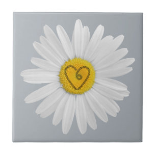 Azulejo De Cerâmica Daisy Flower Love Art Personaliza o fundo
