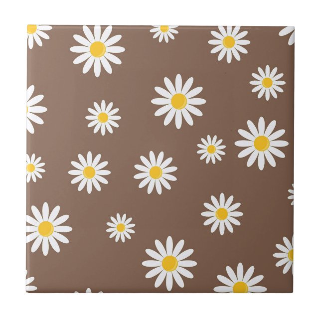 Azulejo De Cerâmica Daisy Meadows Earthy Brown (Frente)