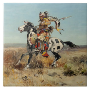 Azulejo De Cerâmica “Dakota Chief” por Charles M Russell