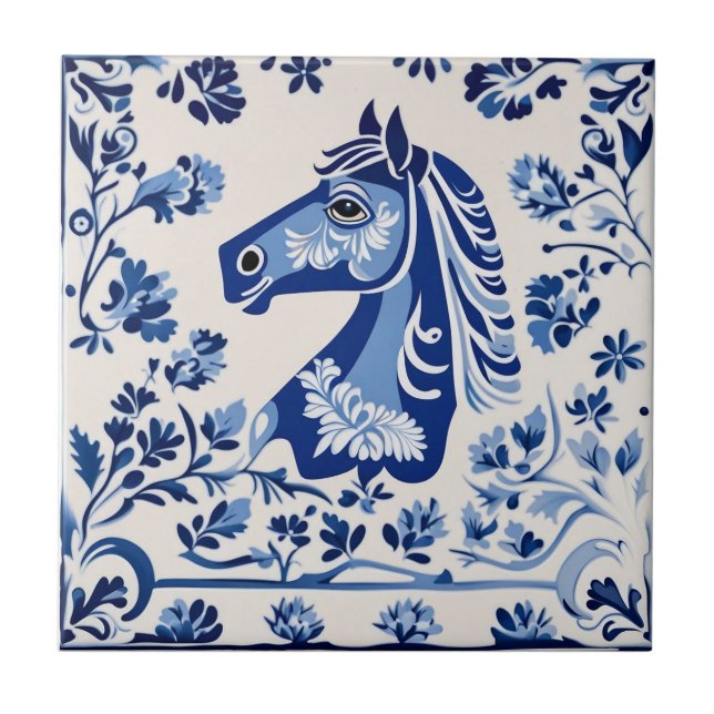 Azulejo De Cerâmica Dala, azul e branco, sueco (Frente)