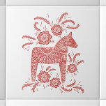 Azulejo De Cerâmica Dala Horse Red e White Suecos<br><div class="desc">Um tradicional design de Dala Horse sueco em vermelho e branco. Arte original de Nic Squirrell.</div>