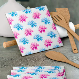 Azulejo De Cerâmica Dália Rosa, Dália Azul, Padrão Floral, Flores
