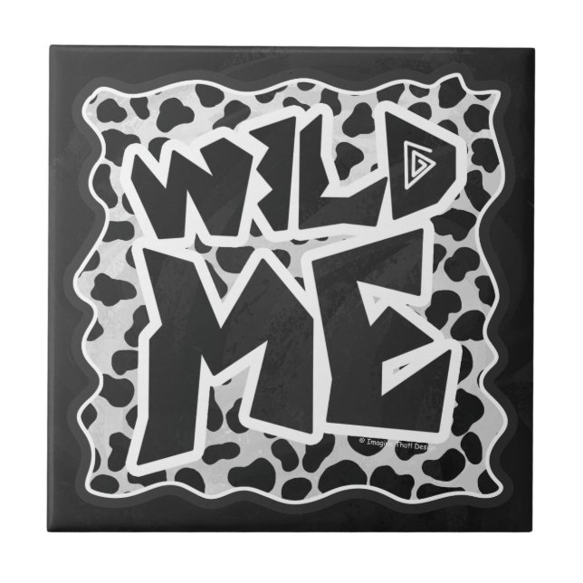 Azulejo De Cerâmica Dalmácia Black and White com Wild Me (Frente)