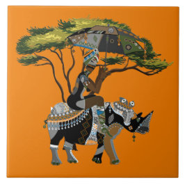 Azulejo De Cerâmica Dama rinoceronte corriqueira africana