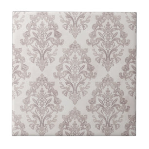 Azulejo De Cerâmica Damasceno Clássico Floral Suave Toupeira Aquarela