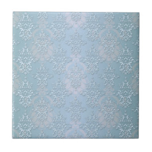 Azulejo De Cerâmica Damasco Azul Bebê Pastel