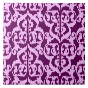 Azulejo De Cerâmica Damasco do Moorish de Ikat - roxo e orquídea