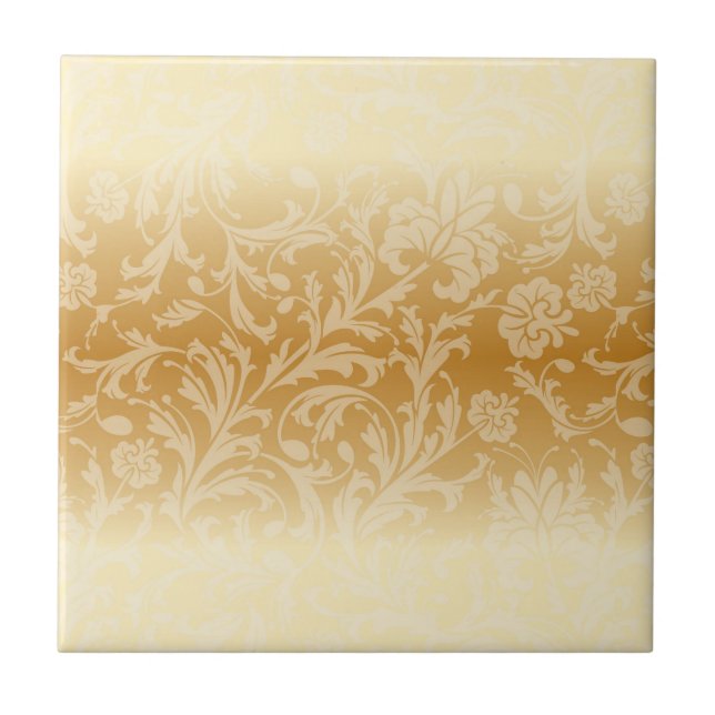Azulejo De Cerâmica Damasco Dourado (Frente)