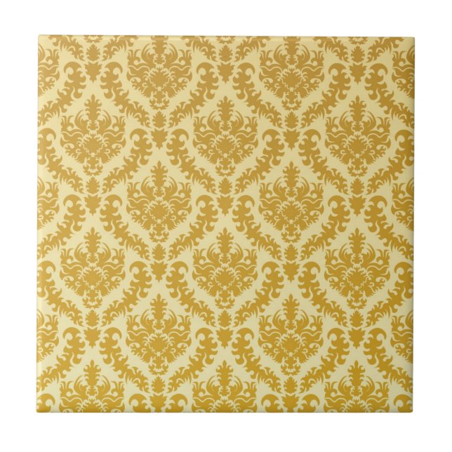 Azulejo De Cerâmica Damasco Dourado (Frente)