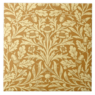 Azulejo De Cerâmica Damasco floral de Nouveau da arte, amarelo da