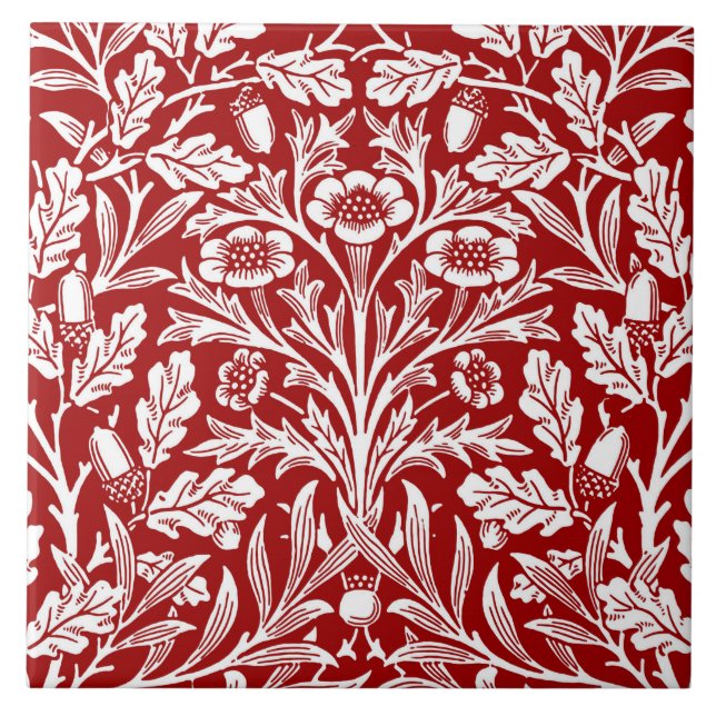Azulejo De Cerâmica Damasco floral de Nouveau da arte, obscuridade - (Frente)