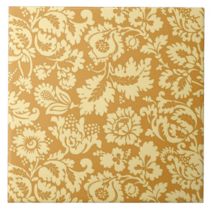 Azulejo De Cerâmica Damasco floral de William Morris, amarelo da