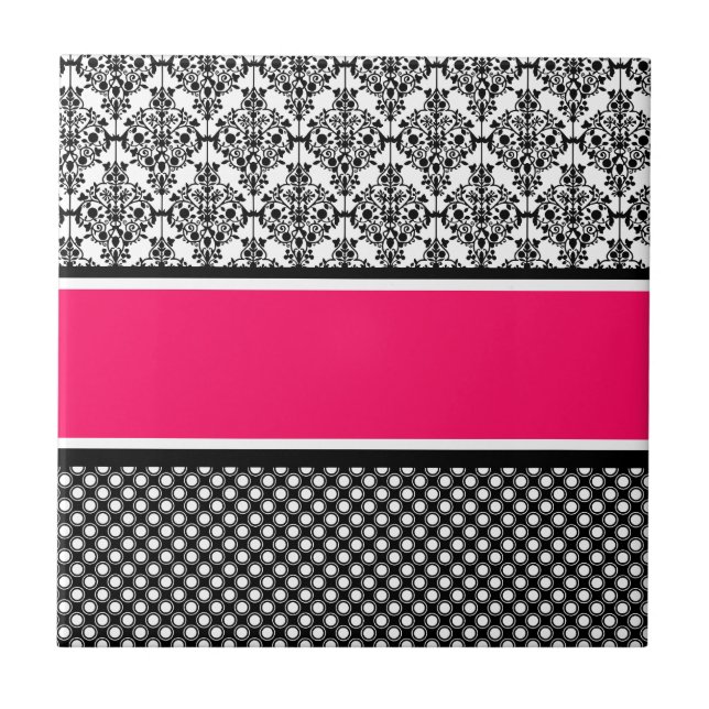 Azulejo De Cerâmica damasco rosa quente (Frente)