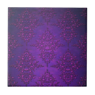 Azulejo De Cerâmica Damasco Roxo Vibrante Chique