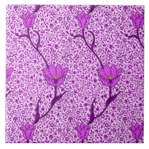 Azulejo De Cerâmica Damasco, violeta e orquídea da tulipa de Nouveau