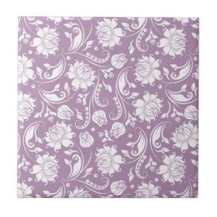Azulejo De Cerâmica Damascos Florais de Vintage Branco e Puro