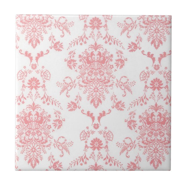 Azulejo de cerâmica Damask Rosa (Frente)
