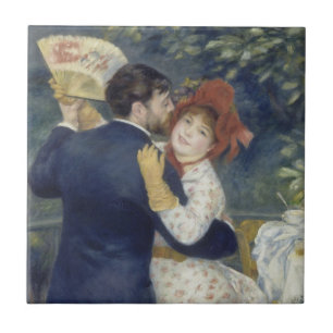 Azulejo De Cerâmica Dança Country por Pierre Renoir, Arte Fino Antigo