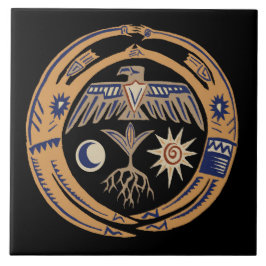 Azulejo De Cerâmica Dança da Chuva Tribal do Sudoeste