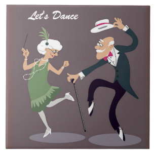 Azulejo De Cerâmica Dança de Casal Mais Velho Ilustrada