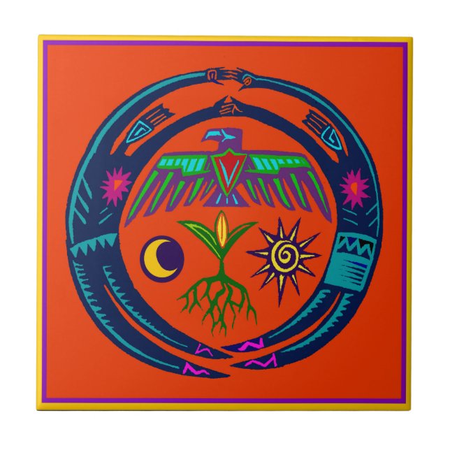 Azulejo De Cerâmica Dança de chuva (Frente)