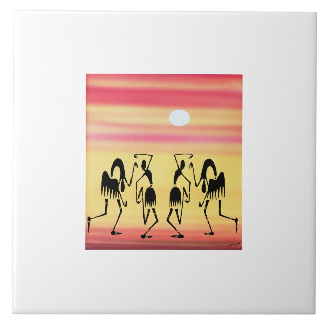 Azulejo De Cerâmica Dança de fratura africana (Frente)