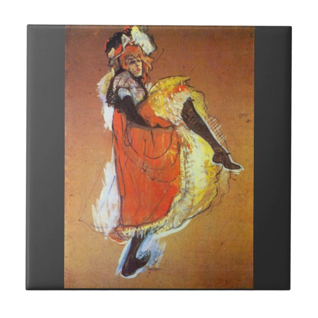 Azulejo De Cerâmica Dança de Jane Avril por Toulouse-Lautrec (Frente)
