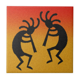 Azulejo De Cerâmica Dança Deserto Kokopelli Sunset Sudoeste