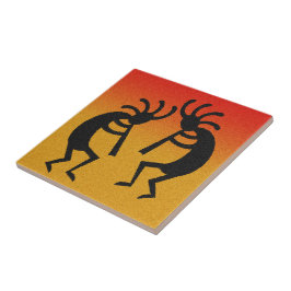 Azulejo De Cerâmica Dança Deserto Kokopelli Sunset Sudoeste