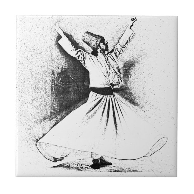 Azulejo De Cerâmica Dança do Dervish de Mevlana Sufi (Frente)