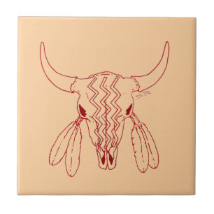 Azulejo De Cerâmica Dança do Fantasma Vermelho Búfalo marrom claro peq