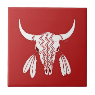 Azulejo De Cerâmica Dança do Fantasma Vermelho Búfalo pequeno ladrilho