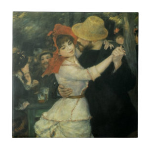 Azulejo De Cerâmica Dança em Bougival por Pierre Renoir, Arte Antigo