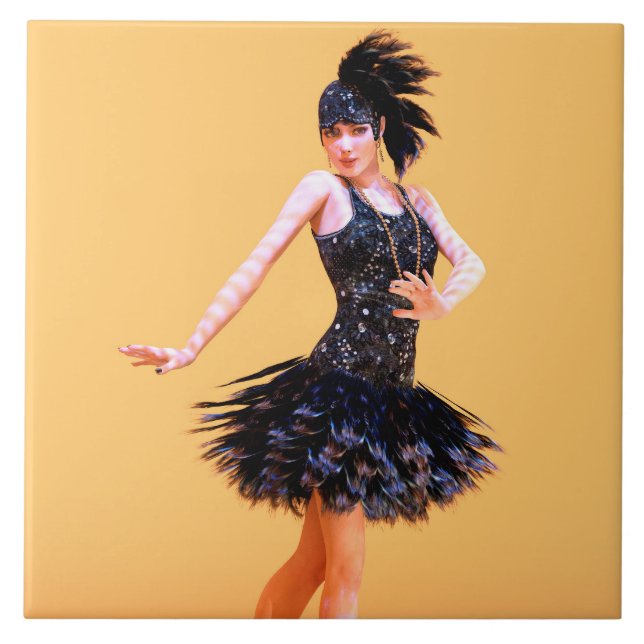 Azulejo De Cerâmica Dança Flapper Vintage (Frente)