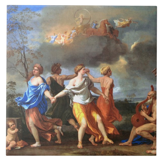 Azulejo De Cerâmica Dança para a Música do Tempo (por Nicholas Poussin (Frente)