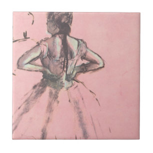 Azulejo De Cerâmica Dançarina de costas, mãos nas ancas de Edgar Degas
